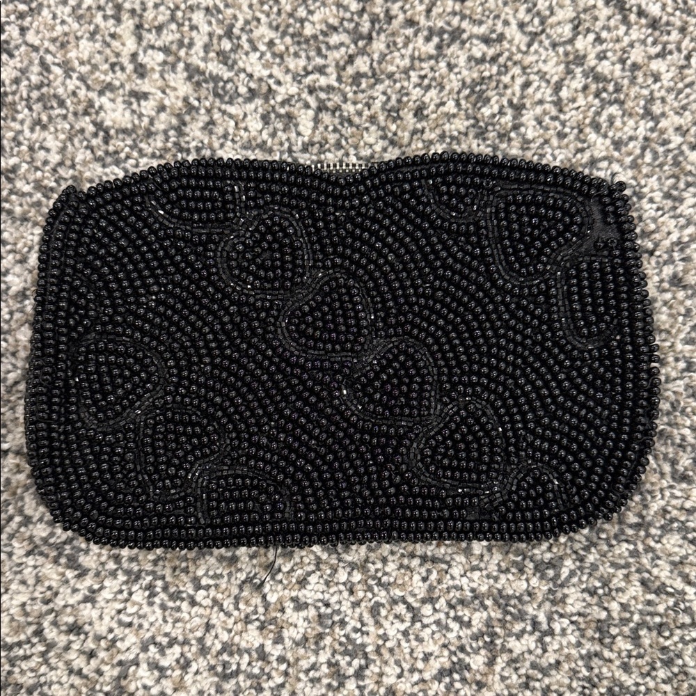 Stunning Bag by Debbie Vintage Timeless Old Money Handmade Black Beaded Pouch